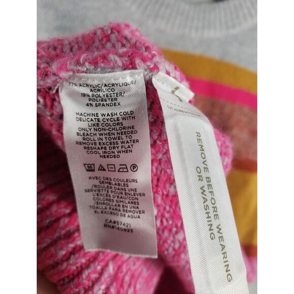 Lou & Grey Loft Sweater Fresh Color Pop Soft Knit Multi Stripe Crew Neck Size‎ S - Picture 4 of 10